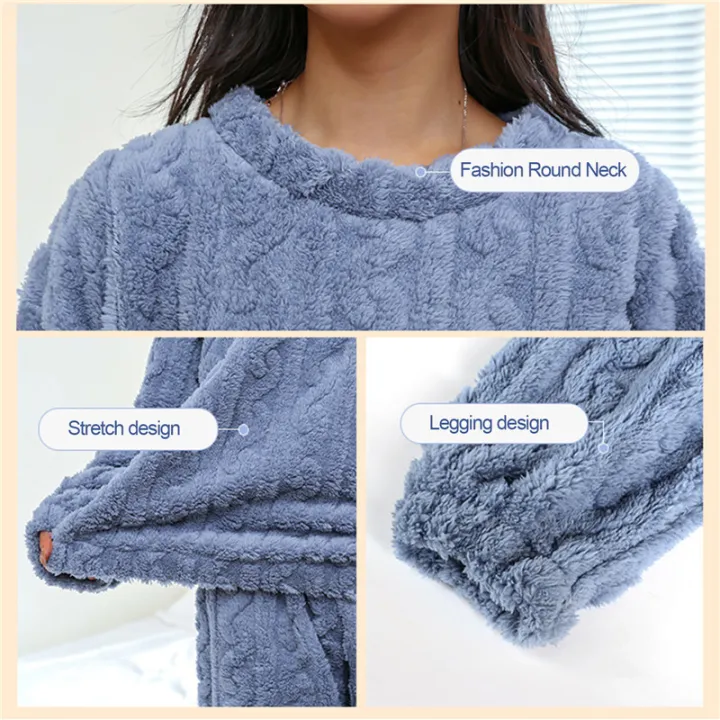 Women's%20pajamas%20set%20Winter%20Coral%20Velvet%20Homewear%20Fluffy%20O-neck%20leisure%20pajamas%20Velvet%20thickened%20two-piece%20loungewear%20set%20-%20Image%207
