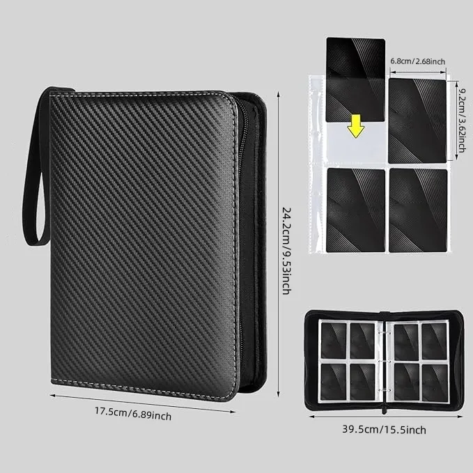 4-Pocket%20Card%20Binder%20(400%20Cards)%20%E2%80%93%20Carbon%20Fiber%20PU,%20Black/Blue%E2%80%8B%E2%80%8B%20%20Professional%20storage%20for%20%20TCG%20&%20gaming%20cards.%20Collector's%20-%20Image%202