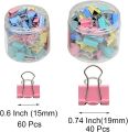 100 Pcs Colourful Small Binder Clips 2 Size Paper Clamps for Office Work School and Home Supplies (15mm and 19mm 100pcs). 