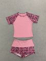 2026 New American Retro Leopard Pattern Splicing Top and Shorts Set Y2K Punk Street Fashion Trend Personalized Casual Hot Girl. 