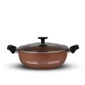 36CM Non Stick Wok KARAHI STIR PAN with A Glass LID and Double Handle. 