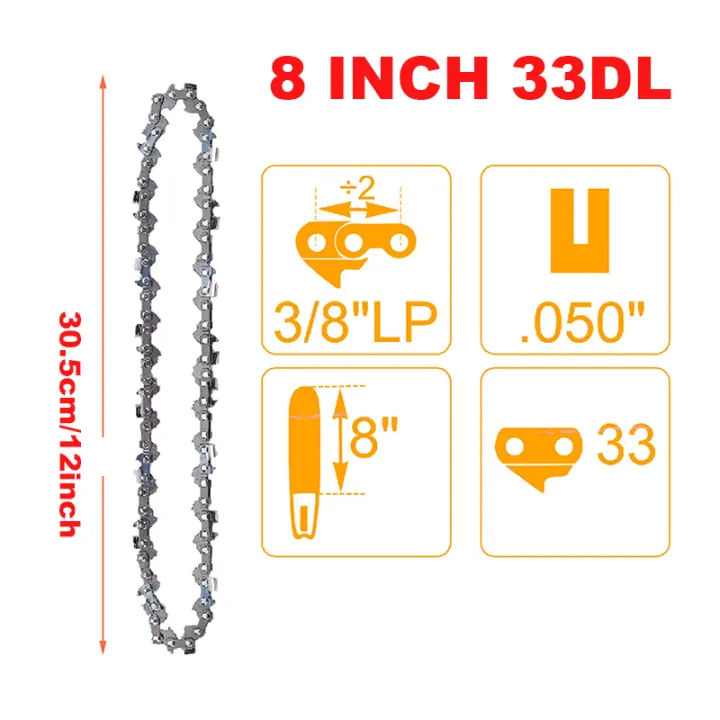 8%20Inch%20Pole%20Saw%20Chain%203/8"%20LP%20Pitch,%20.050"%20(1.3%20mm)%20Gauge%20for%208"%20(20cm)%20Bar,%2033DL%20Chainsaw%20Chain%20for%20Wood%20Cutter%20Replacement%20-%20Image%207
