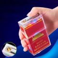 Transparent Cigarette Case With Rechargeable Electric Lighter. 