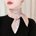 Luxury Printing Silk Square Scarf Women Neck Hair Tie Band Beach Hijab Kerchief Head Headbands Bandana Female Foulard 70cm. 