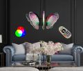 Rgb 7 Colors Butterfly Design 8-Light LED Living Room Light Fixture, Dimmable LED Semi Flush Mount Ceiling Light with Remote Control, Adjustable Height Pendant Lights with Acrylic, Chandeliers for Dining Room. 