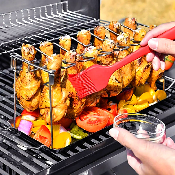 1Pc Folding Stainless Steel Chicken Leg Wing Rack Chicken Leg Grill BBQ ...