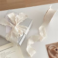 Bohemian Pleated Fabric Ribbon for  & Bouquets. Textured Ribbon for Crafts, Weddings, Festive Decor (1 Roll). 