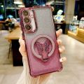 Plating Butterfly Ring Holder Phone Case for   S25 S24 S23 Ultra Plus FE A56 A36 A26 A16 A06 A55 35 25 15 05S Cover. 