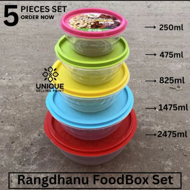 5pis plastic storage rainbow box set package with lid food box | Daraz ...