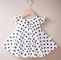 Girls’ Red Polka Dot Party Dress with Bow – Soft Cotton, Flared Design.