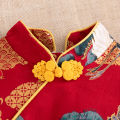 Baby Cheongsam Summer Chinese Style Print Fly Sleeve Cotton Red Qipao Toddler Girl Dress 0-2 Years.