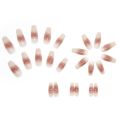 24 Pcs long gradient nude fake  Nails with Glue DIY Art Design False Nails Wearable Nails Stylish Pattern Artificial Nails by HBI. 