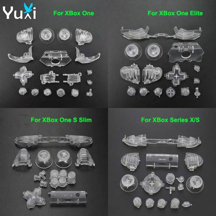 YuXi Transparent Clear Buttons Kit For Xbox One / S Slim / Elite Controller LB RB Bumpers Trigger Button For Xboe Series X S