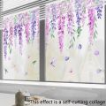 Purple Wisteria Flower Window Stickers Electrostatic Glass Stickers Living Room Bedroom Decoration Wall Stickers Self-adhesive. 