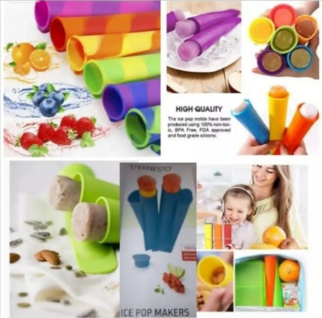 4 PCs Ice Pop Maker Silicone Long Ice Pop Push Up Frozen Stick Ice Cream Jelly Lolly Pop for Popsicle Reusable Ice Cream Molds