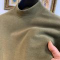 Autumn Winter Velvet Base Layer Men's Solid Color Half Turtleneck Long-sleeved T-shirt Plus Velvet Thickened Inner Wear Warm Top. 