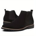 Men's Fashionable Frosted round Toe Mid-Top Chelsea Boots Slip-On Casual Boot Style.