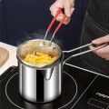 stainless steel fryer with French fries and chicken wings,Tianfu Luo pot household small oil pot with filter screen. 