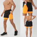 Men's Running Shorts Quick-drying Fitness Black Double Layer Shorts Men New Sport Workout Training Bodybuilding Short Pants.