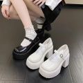 High Heels Mary Janes Shoes Autumn 2024 Patent Leather Heeled Shoes Woman Chunky Platform Ankle Strap Pumps for Women. 