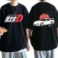 Anime Drift AE86 Initial D Double Sided T Shirt O-Neck Short Sleeves Summer Casual Unisex R34 Skyline GTR JDM Manga T-Shirts. 