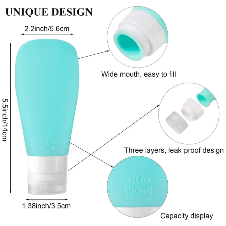 90ML%205-Pack%20Portable%20Silicone%20Travel%20Bottles%20Empty%20Refillable%20Liquid%20Container%20Shampoo%20Trip%20Shower%20Cream%20Gel%20Squeeze%20Containers%20-%20Image%203