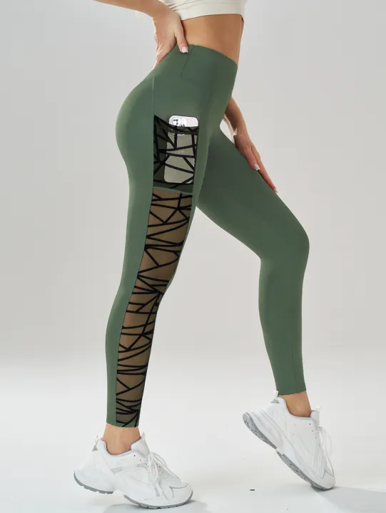 Side%20Mesh%20Yoga%20Women's%20Leggings%20Black%20Fabric%20Patchwork%20High%20Waist%20Soft%20Comfortable%20Gym%20Fitness%20Sportswear%20Long%20Pants%20-%20Image%206
