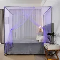 Fine Meshes Mosquito Large Square Net for Single Bed One Door Opening with Tieback Decorative for Home Bedroom Camping Travel. 