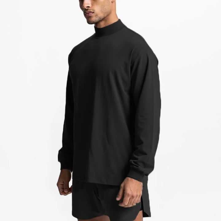 Oversized%20Running%20T-shirts%20Mens%20Turtleneck%20Dropped%20Shoulder%20Loose%20Sports%20Fitness%20Long%20Sleeve%20T%20Shirt%20Gym%20Bodybuilding%20Tops%20Tees%20-%20Image%203