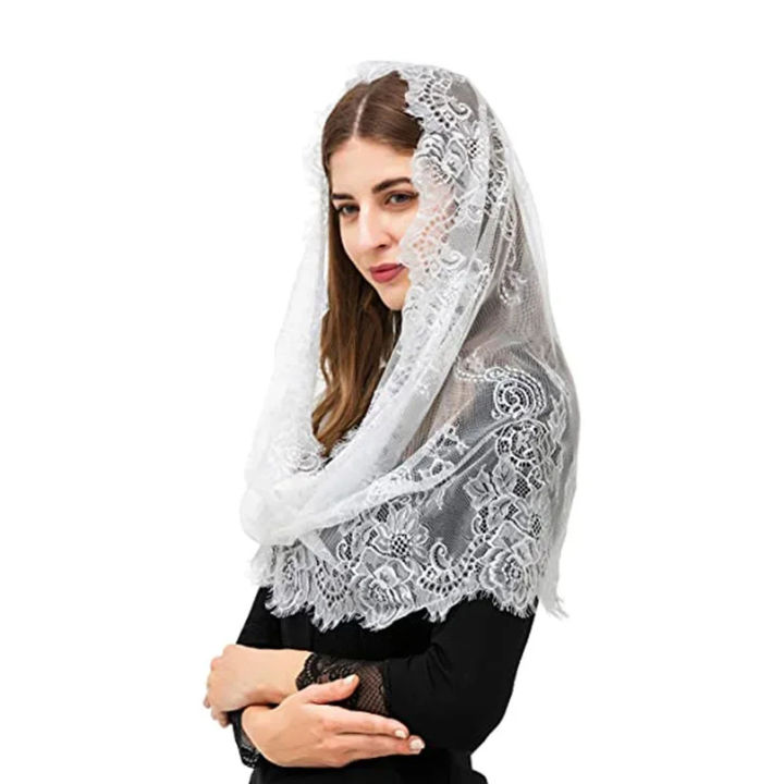 Black%20Lace%20Mantilla%20Veil%20for%20Church%20Spanish%20Style%20Lace%20Head%20Scarf%20White%20Black%20Short%20Veil%20for%20Bride%20Accessories%20-%20Image%203