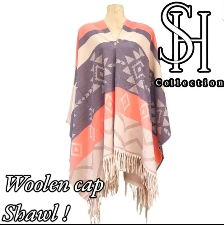 Printed woolen Cap shawl Cap shawl Woolen cap shawl for girls