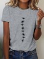 Plus Size Women'S Casual Sunflower Print T-Shirt Short Sleeve Crew Neck Top Perfect for Summer Casual Wear Sunflower Graphic Tee. 