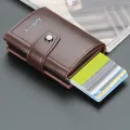New Business ID Credit Card Holder Men And Women Metal RFID Vintage Aluminium Box PU Leather Card Wallet Note Carbon. 