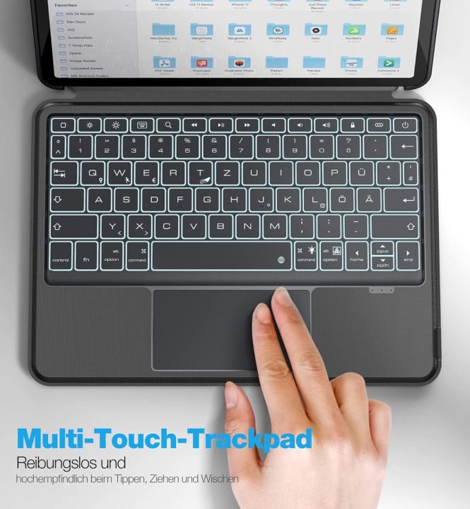 Dracool%20Keyboard%20Case%20for%20iPad%20Air%205/4%20and%20iPad%20Pro%2011,%20Keyboard%20with%20Touchpad,%20Magnetic,%20Removable,%20Illuminated,%20Adjustable%20Stand,%20Bluetooth%20Keyboard%20with%20Pen%20Holder,%20German%20QWERTZ,%20Grey%20-%20Image%202