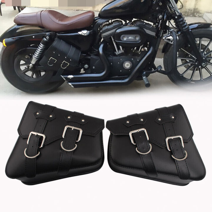 1 Pair Universal Motorcycle PU Leather Saddlebags Side Tool Pouch Bag Luggage Saddle Bag For Harley Sportster XL 883 1200 48 72