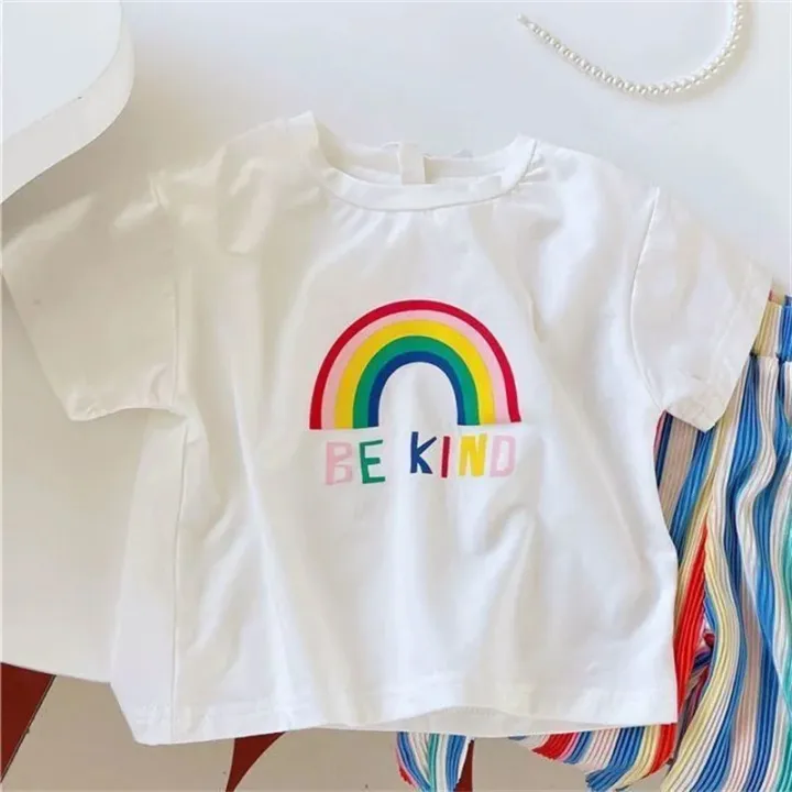 Kids%20Girls%20Sets%20Baby%20Summer%20Suit%20Children's%20Tops%20Bottoms%20Suit%20New%20Cute%20Short-Sleeved%20T-Shirt%20Rainbow%20Pleated%20Pants%20Two-Piece%20-%20Image%204