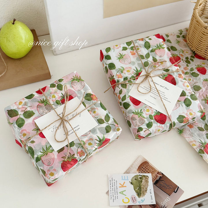 10/20pcs Strawberry Pattern Tissue Paper  Wrapping Paper Party Birthday Decoration Paper DIY Flower Wrapping Paper