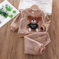 New Winter Baby Girls Boys Homewear Sets Autumn Fashion Flannel Fleece Clothes Kids Cartoon Bear Sleepwear Children Pajamas. 