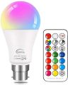 B22 LED RGB Colour Changing Light Bulbs with Remote Control, 9W. 