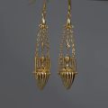 Punk style glossy copper inlaid zircon cone long earrings for women fashion new in charms earings banquet jewelry.