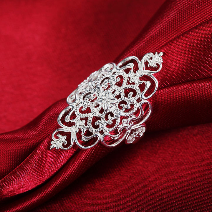 DOTEFFIL%20925%20Sterling%20Silver%20Pattern%20Hollow%20Ring%20For%20Women%20Fashion%20Wedding%20Engagement%20Party%20%20Charm%20Jewelry%20-%20Image%203