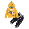 Newborn Baby Boy Autumn&Winter Clothes Set Dinosaur Printed Hooded Long Sleeved Top+Pants Toddler Boy Casual Outfit for Age 0-3. 