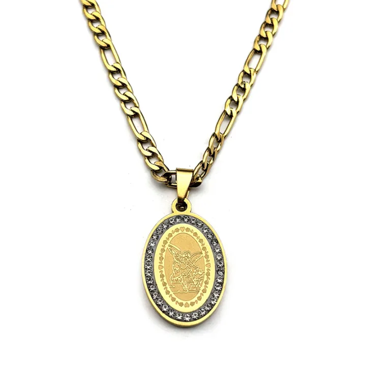 Seal%20of%20Archangel%20Michael%20Medal%20Necklace%20for%20Women/Men%20Rhinestone%20Stainless%20Steel%20Gold%20Silver%20Color%20Talisman%20Chain%20Jewelry%20-%20Image%204