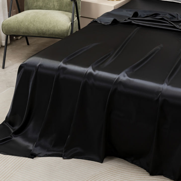 Satin%20Bed%20Sheet%20Sets%20for%20Summer%20Silky%20Smoooth%20Top%20Sheet%20with%20Pillowcase%20Single/Queen/King%20Ice%20Cooling%20Flat%20Bed%20Sheet%20Sets%20-%20Image%202