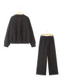 HH Women's Fall 2-Piece Retro Solid Color Zip Bomber Jacket Sweatshirt+High Waist Lace Up Women's Wide Leg Pants Street Wear. 