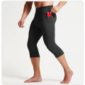 Men's High-Waist Yoga Compression Tights Quick-Dry Elastic Fitness Running Cycling Basketball Sports Shorts Seven Foot Pants.