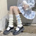 Ribbon Bow Leg Warmers Japanese Style Lolita Long Socks Women Gothic Legging Gaiters Knee Goth Winter Knitted Cuffs Ankle Warmer.