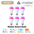 MOES Tuya MATTER WIFI Smart LED Bulb Dimmable 14W RGB C+W E27 Color Shifting 2700K-6500K Smart App Control with Alexa . 