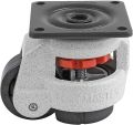 FOOT MASTER GD-60-F-NYN Leveling Caster, 50 mm Nylon 66 Wheel, Iconic Ivory, Height Adjustable Foot Pad, Plate Mounted Swivel Caster, 280 kg Load Rating, Medium. 