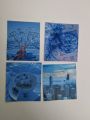 Blue aesthetic journaling sticker sheets - Pack of 10 - Size: (5 x 5) cm. 